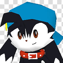 Klonoa Mugshot, black and blue cartoon character sticker transparent background PNG clipart