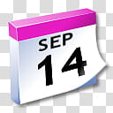 WinXP ICal, pink and white September  calendar art transparent background PNG clipart