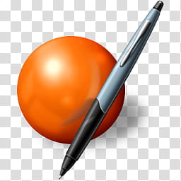 Vista RTM WOW Icon , Inkball, orange ball and black twist pen art transparent background PNG clipart