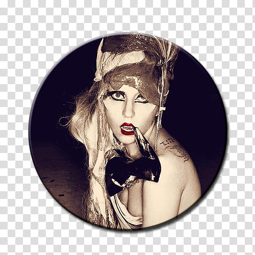 Lady Gaga Circle, woman wearing hat and red lipstick transparent background PNG clipart