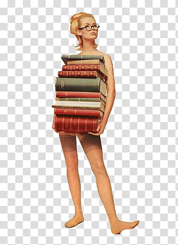 Vintage Files, woman carrying books transparent background PNG clipart