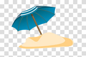 Summer , blue patio umbrella on sand transparent background PNG clipart