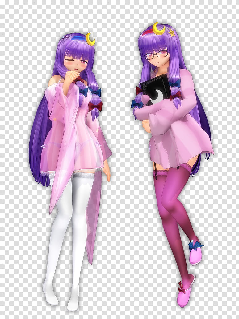Nightwear Patchouli two female anime characters with purple hair  transparent background PNG clipart  HiClipart