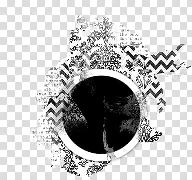 Visual Chaos V, black zigzag print with circle in the middle transparent background PNG clipart