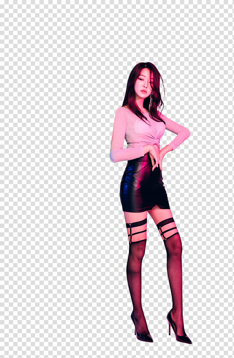 PARK JUNG YOON, woman wearing black leather mini skirt transparent background PNG clipart