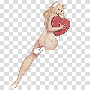 pin up girls , smiling woman holding red heart transparent background PNG clipart