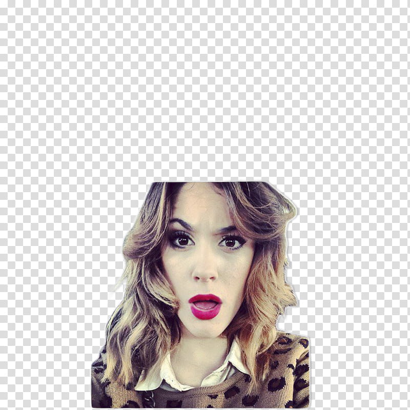 Martina Stoessel, woman in black and gray top with mouth slightly open transparent background PNG clipart
