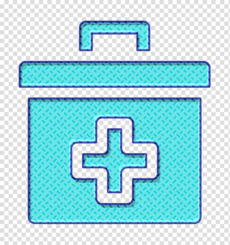 First aid kit icon Summer Camp icon Healthcare and medical icon, Turquoise, Aqua, Line, Symbol, Rectangle transparent background PNG clipart
