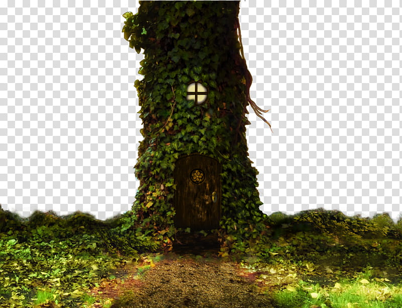 Fairy House, a door on a tree trunk transparent background PNG clipart