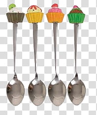 part, four souvenir spoons transparent background PNG clipart