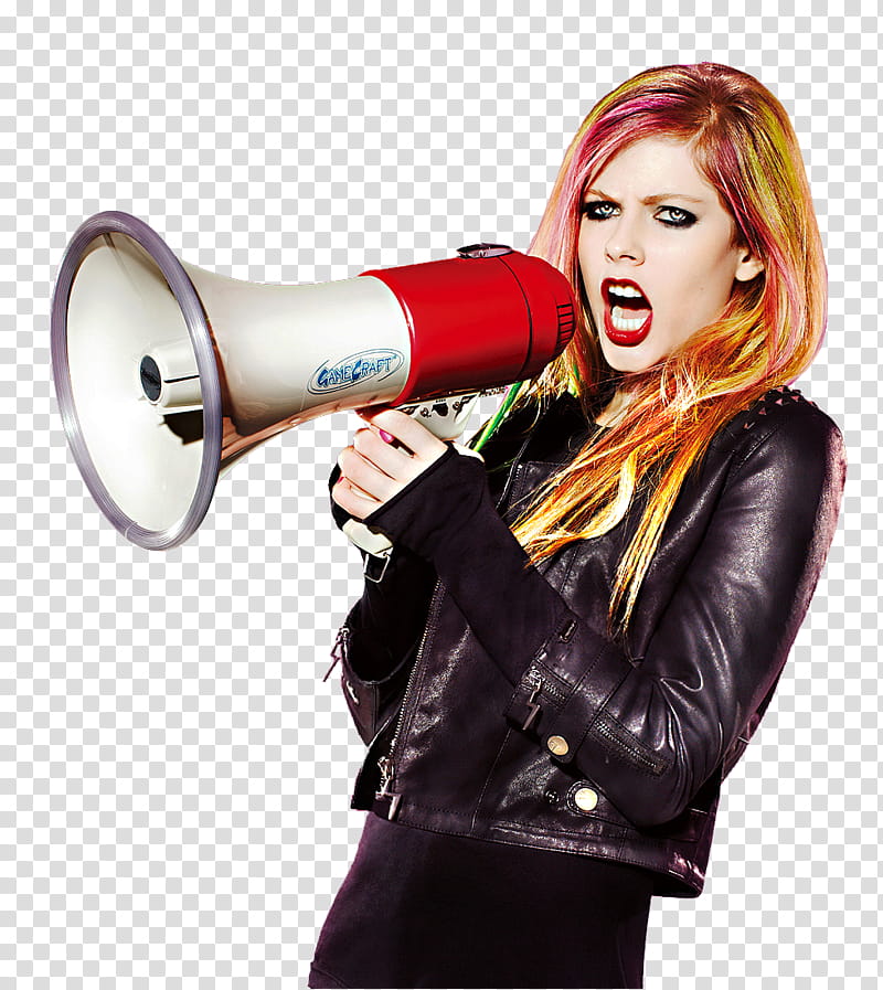 Avril Lavigne, Avril Lavigne holding megaphone transparent background PNG clipart