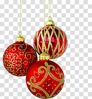 Christmas Ornaments s, red and gold baubles transparent background PNG clipart