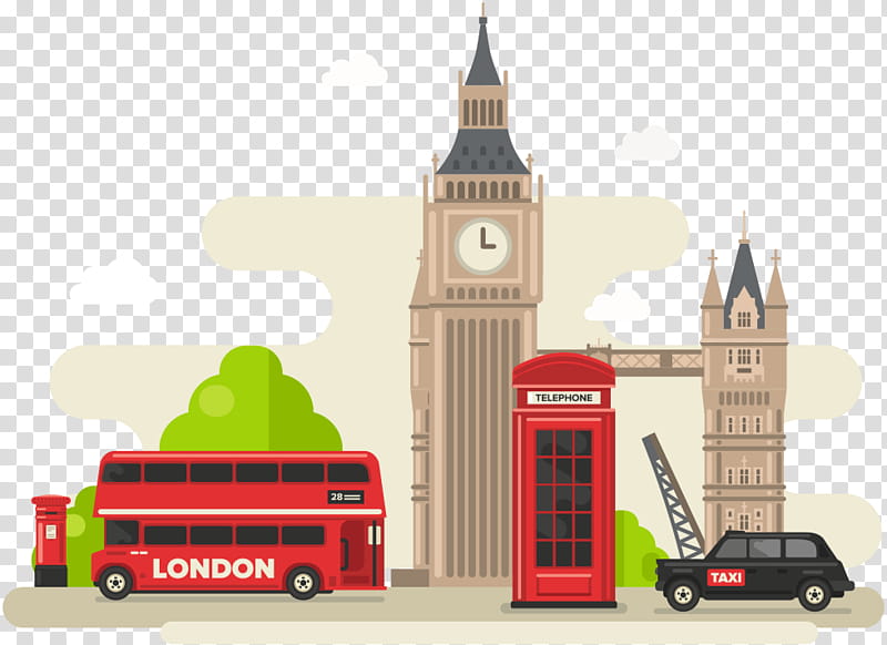 London, Big Ben, Transport, Landmark, Doubledecker Bus, Vehicle, Tower, Building transparent background PNG clipart