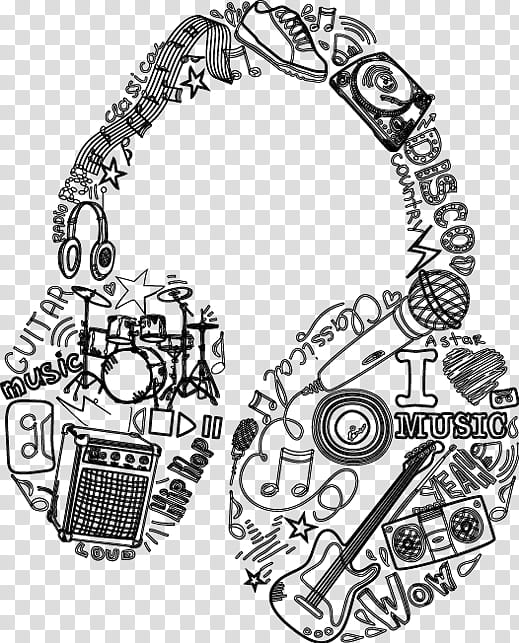 Book Drawing, Music, Doodle, Canvas, Headphones, Line Art, Coloring Book transparent background PNG clipart
