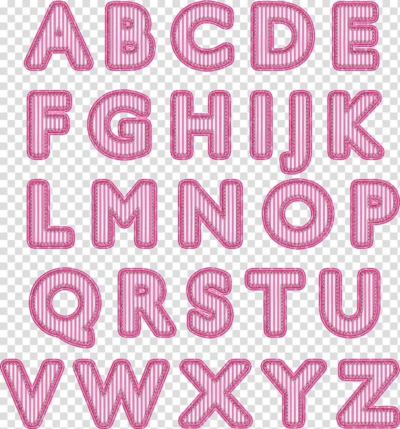 Alpha Pink Stitch Fabric, pink alphabet text transparent background PNG clipart