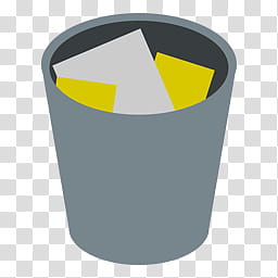 Simply Styled Icon Set  Icons FREE , Recycle Bin Full, grey trash can with white and yellow paper transparent background PNG clipart