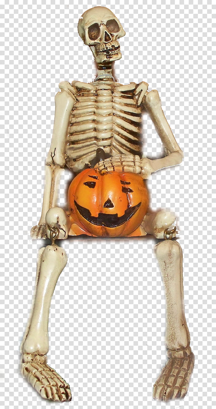 Happily Haunting Halloween Kit, human skeleton and Jack 'o Lantern transparent background PNG clipart