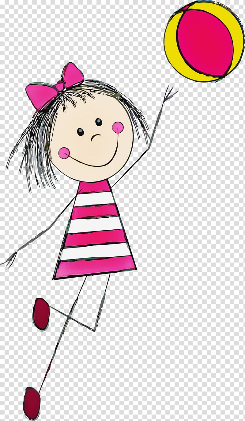 girl play ball, Pink, Cartoon, Smile, Happy, Child Art, Heart transparent background PNG clipart