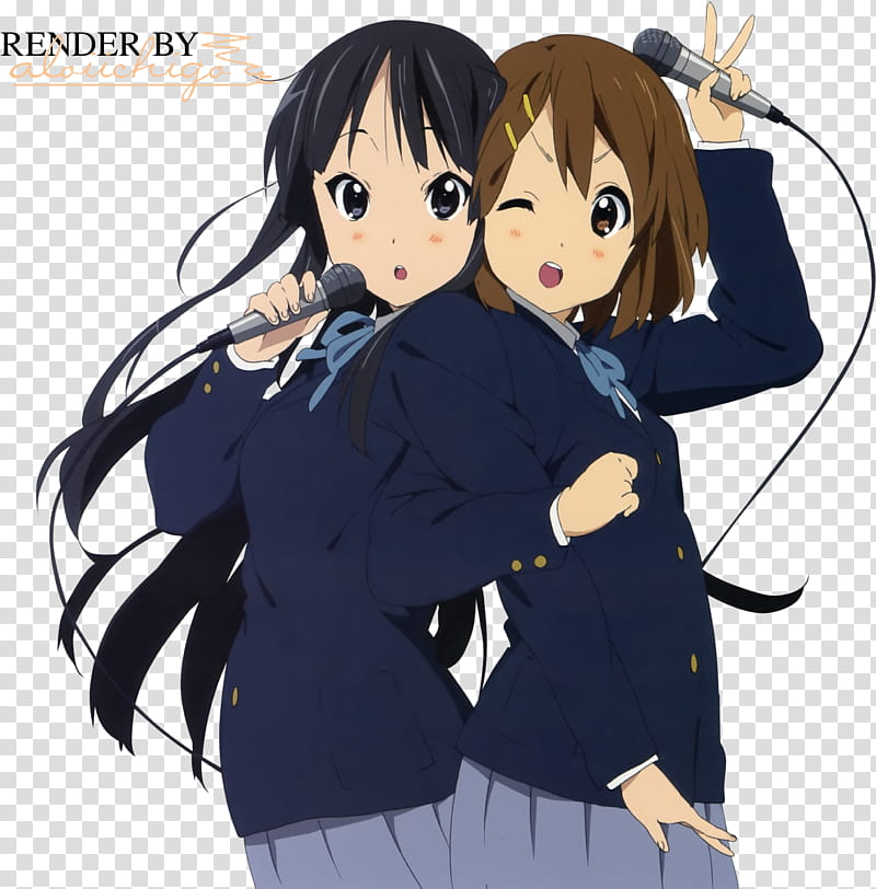 AKIYAMA Mio and HIRASAWA Yui render transparent background PNG clipart