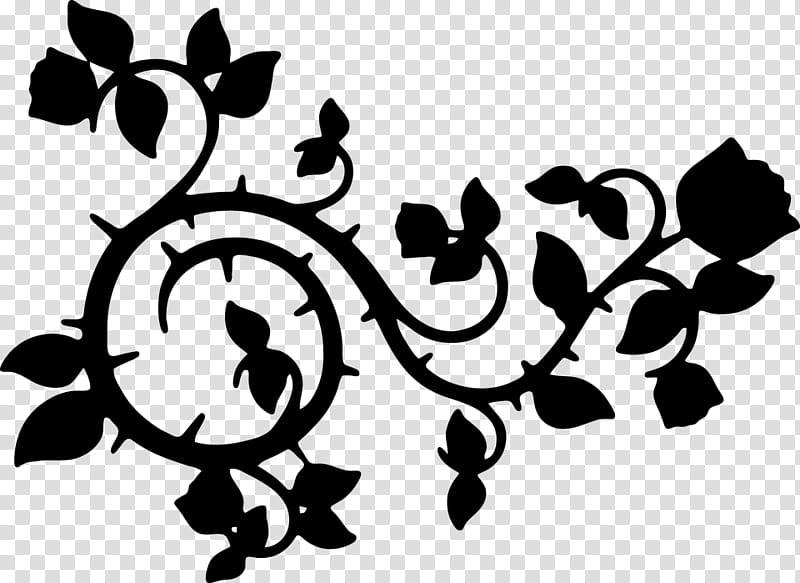 Flower Vine, Silhouette, Drawing, Blackandwhite, Leaf, Stencil, Plant transparent background PNG clipart