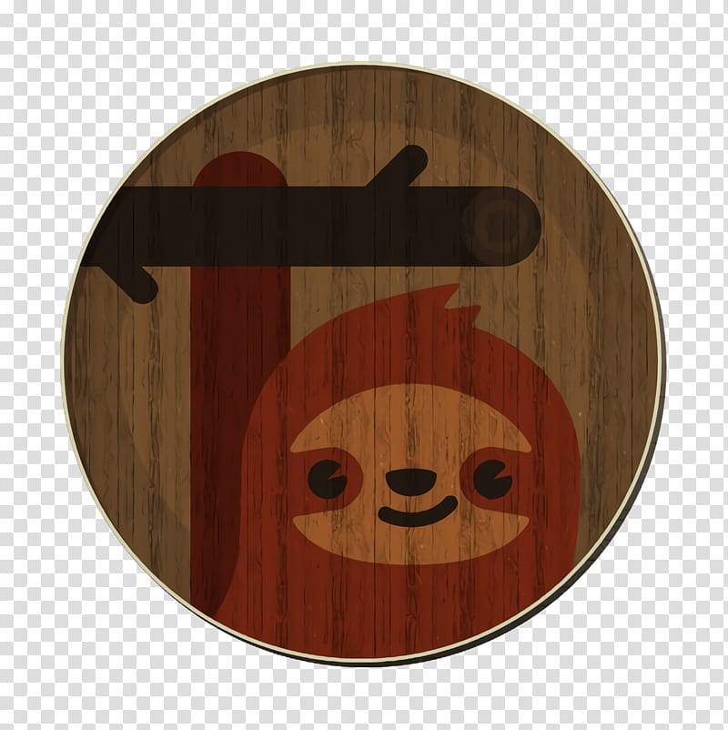 avatar icon lazybones icon sloth icon, Brown, Wood, Wood Stain, Plate, Hardwood, Circle, Tableware transparent background PNG clipart