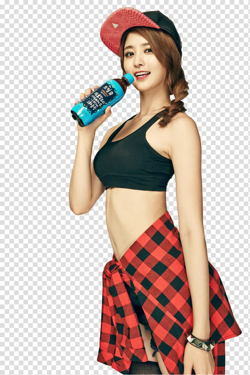 EXID, woman holding blue labeled bottle transparent background PNG clipart