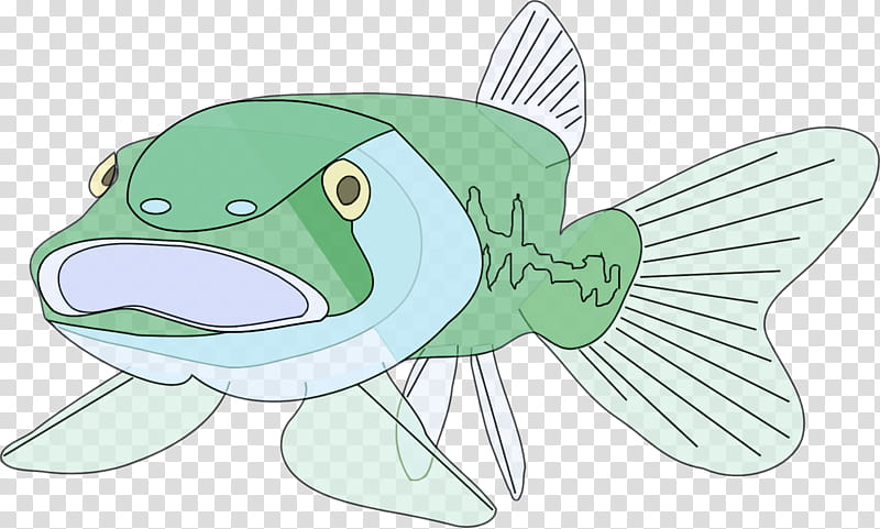 fish fish cartoon green sketch, Northern Largemouth Bass, Catfish transparent background PNG clipart