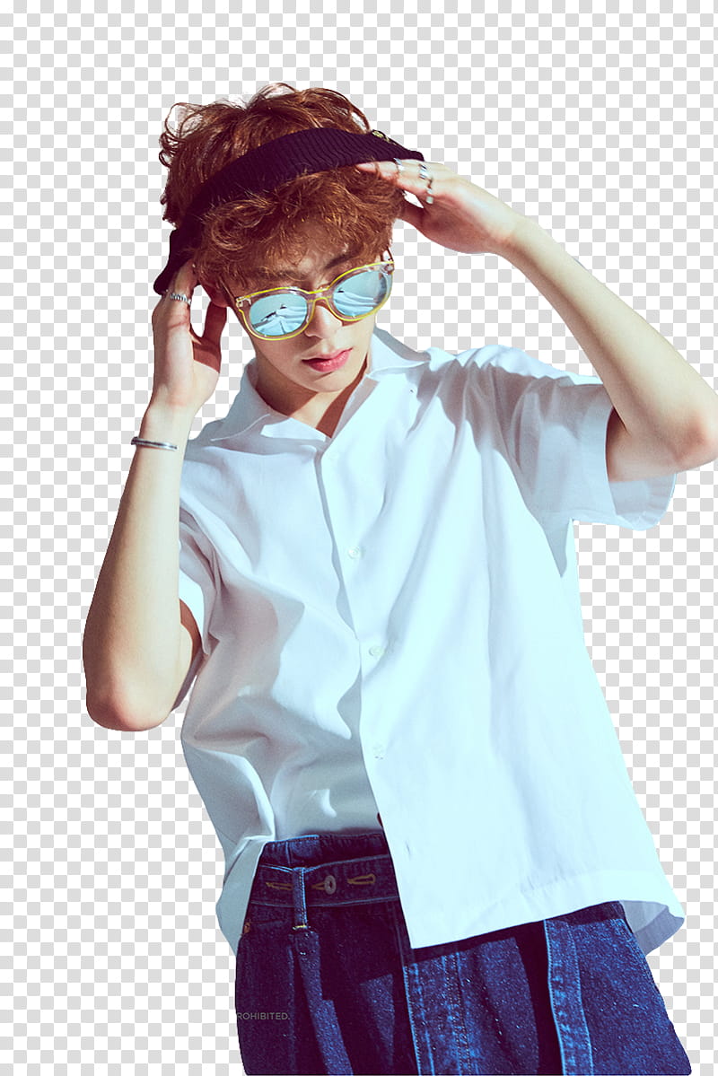 Jaehyun NCT The th Sense, standing man in white dress shirt with hands on head transparent background PNG clipart