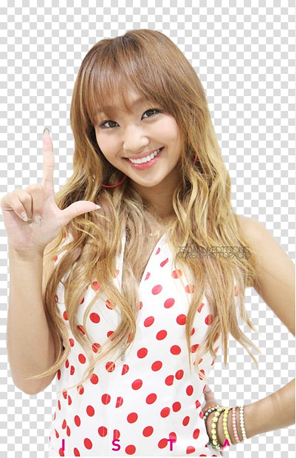 Hyorin SISTAR , woman showing index and thumb fingers transparent background PNG clipart
