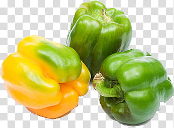 one yellow and two green bell peppers transparent background PNG clipart