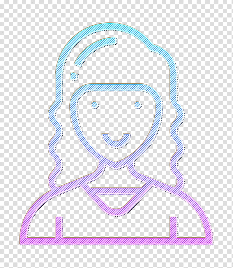 Marketing director icon Woman icon Careers Women icon, Face, Head, Violet, Line, Smile transparent background PNG clipart
