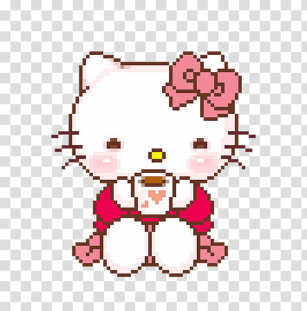 Pixel, Hello Kitty holding cup illustration transparent background PNG clipart