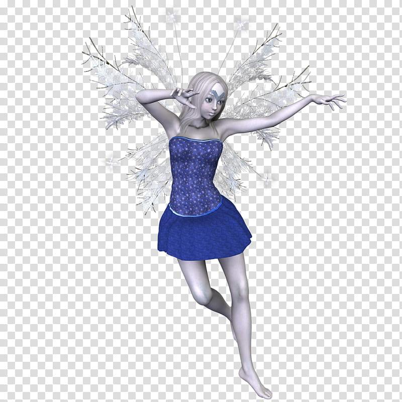 Winter Fae , danding girl wearing blue strapless dress illustration transparent background PNG clipart