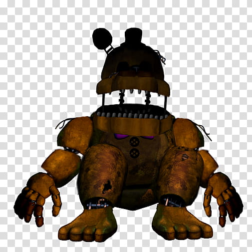 Withered golden freddy (FNAF  style) transparent background PNG clipart
