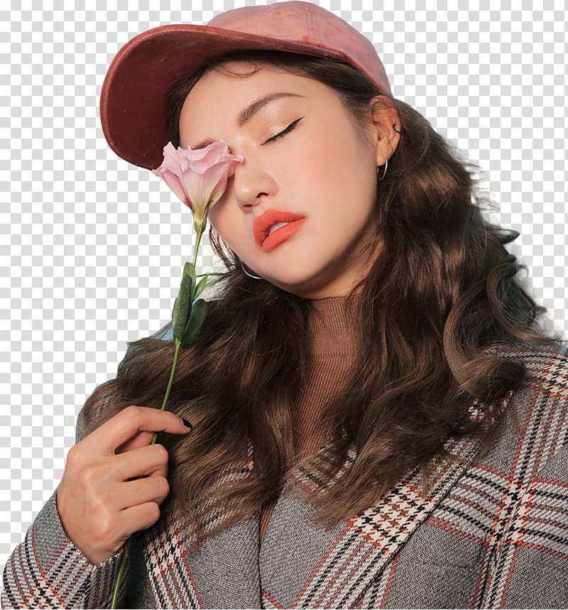 Park Sora Model STYLENANDA, woman holding pink rose transparent background PNG clipart