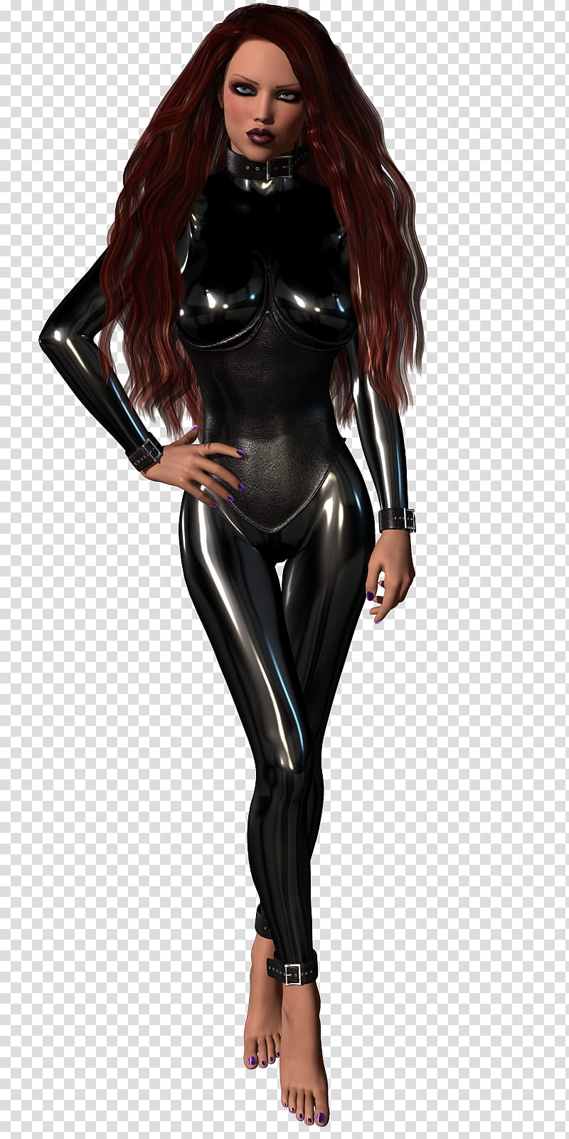 Latex and Leather, women's black faux leather jumpsuit transparent background PNG clipart