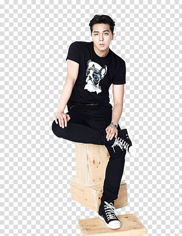 Mino, graphy of man sitting on brown wooden box transparent background PNG clipart