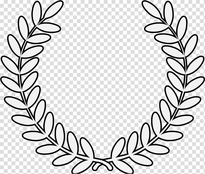 Black And White Flower, Bay Laurel, Laurel Wreath, Crown, Corona De Laurel, Drawing, Branch, Symbol transparent background PNG clipart