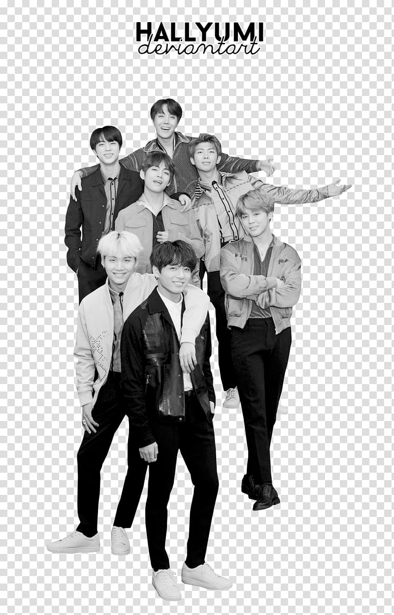 BTS BILLBOARD, standing seven-men group transparent background PNG clipart