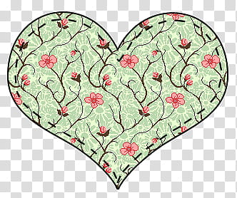 corazones en, green and pink floral heart illustration transparent background PNG clipart