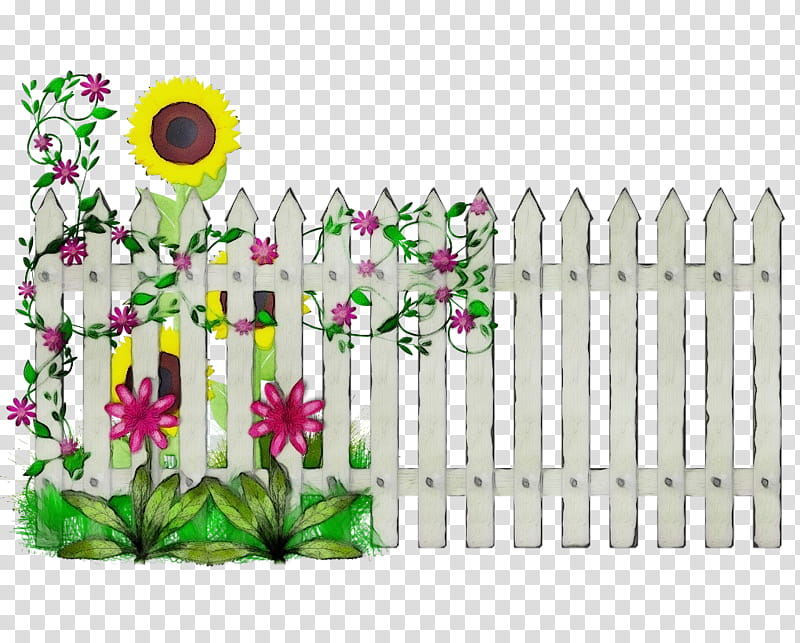 Watercolor Floral, Paint, Wet Ink, Fence Pickets, Flower, Floral Design, Garden, Flower Garden transparent background PNG clipart