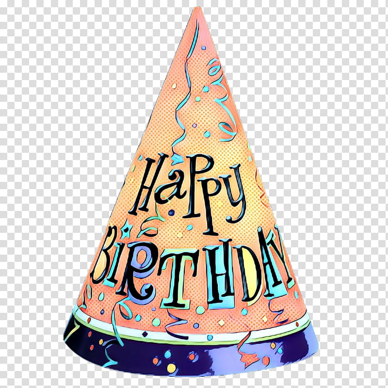 Birthday Hat, Pop Art, Retro, Vintage, Party Hat, Cone, Meter, Orange transparent background PNG clipart