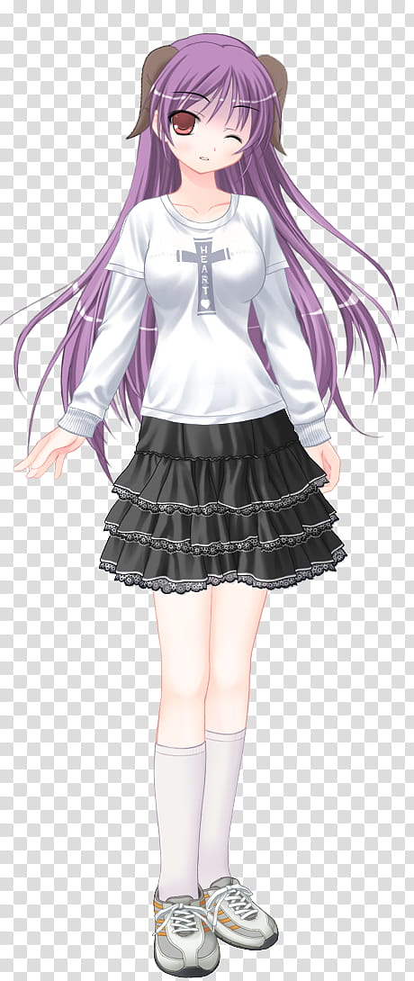 Sketch Character Sprite, purple-haired female anime character transparent background PNG clipart