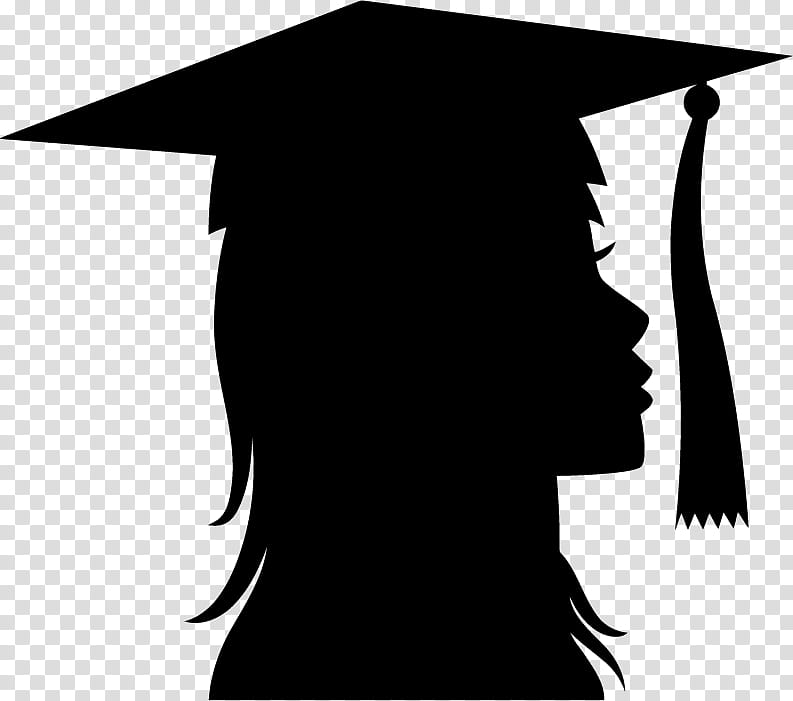 Graduation, Silhouette, Graduation Ceremony, Drawing, Female, MortarBoard, Black, Clothing transparent background PNG clipart
