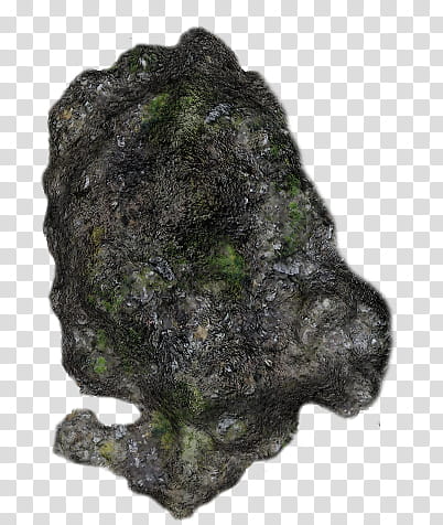 Mossy Cliffs, black and green stone fragment transparent background PNG clipart