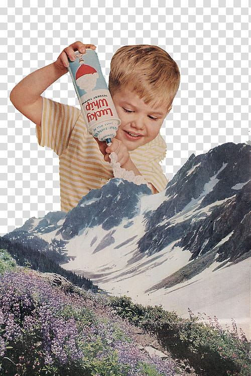 Vol , boy pouring lucky whip cream on mountain artwork transparent background PNG clipart