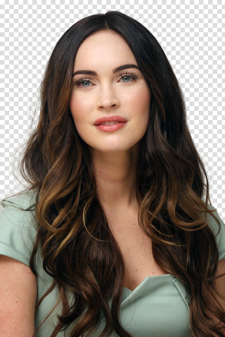 Megan Fox, woman in blue scoop-neck top transparent background PNG clipart