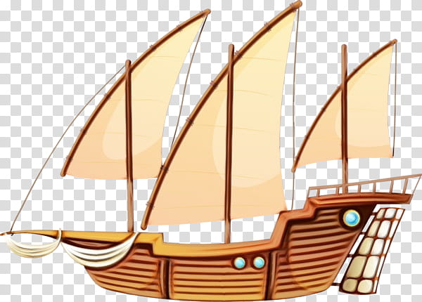 boat sailboat sailing ship vehicle watercraft, Watercolor, Paint, Wet Ink, Galley, Caravel transparent background PNG clipart