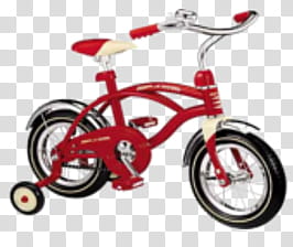Melanie Martinez Lyric Based, red Radio Flyer bicycle with training wheels transparent background PNG clipart
