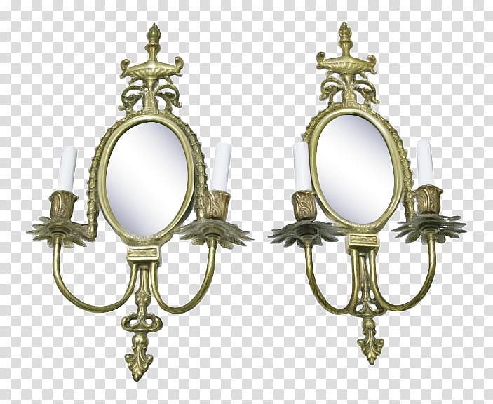 Brass Sconce Mirror Hollywood Regency Table, Electric Light, Lighting, Frames, Patina, Wall, Art Deco, Light Fixture transparent background PNG clipart